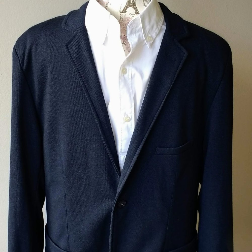 Civil Society - Knit Blue Two-Button Knit Blazer